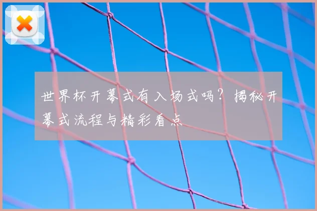 世界杯开幕式有入场式吗？揭秘开幕式流程与精彩看点